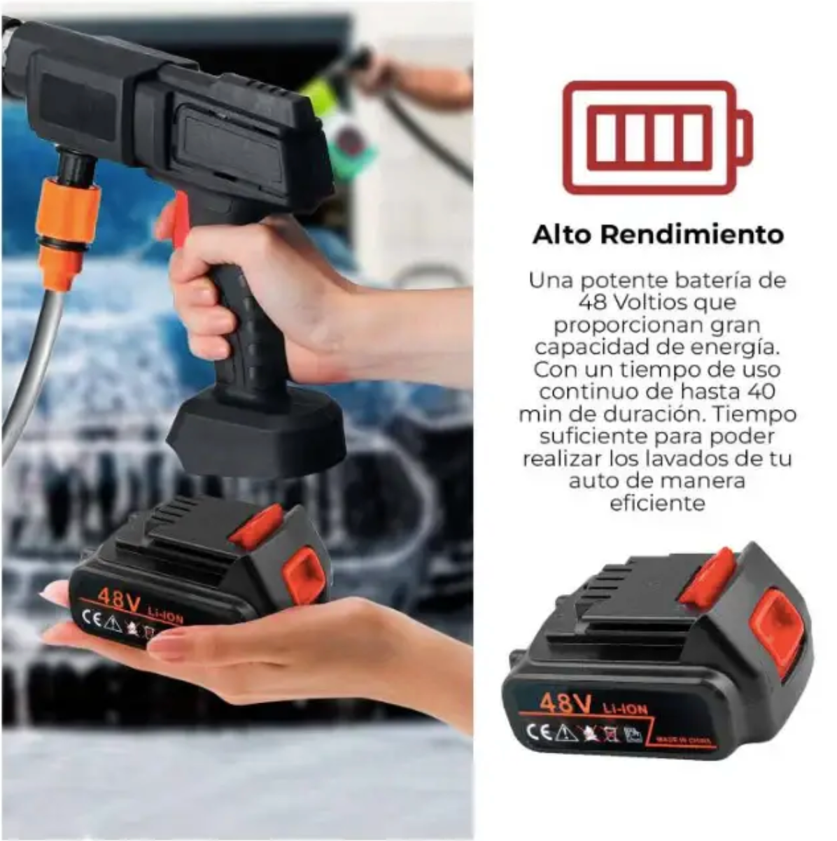 Hidrolavadora Portátil Recargable HidroMax ™️ + Batería Extra